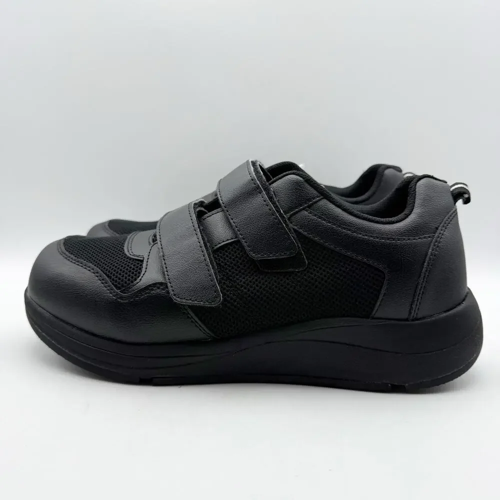 Drew Mens Contest Sneakers US 9.5 WIDE Black Fabric Hook and Loop SR NWOB